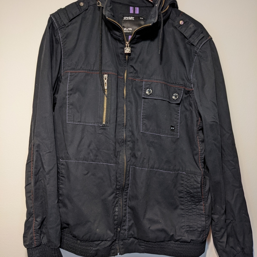 Oakley Military Cargo Jacket, Black/Purple Stitching Mens XL